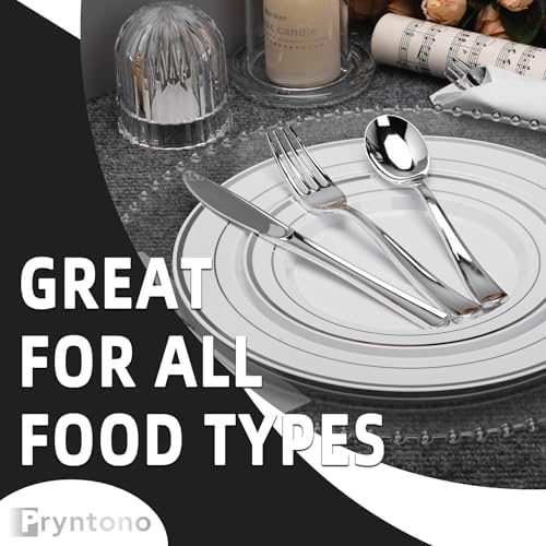 175 PCS White and Silver Plastic Dinnerware Set for 25 Guests