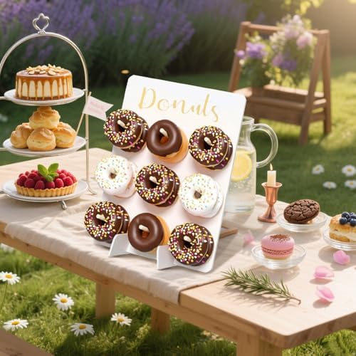 TourKing 2PCS Donut Wall Display Stand,Wooden Donut Wall Stand Wedding Party Decoration Display Board Can Accommodate 18 Donuts, Reusable, Durable