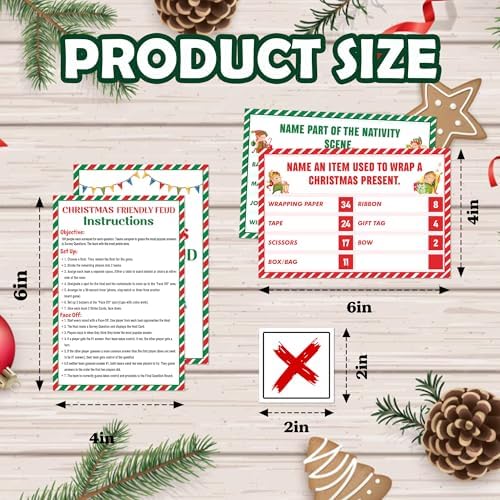 Christmas Friendly Feud Game, Friendly Christmas Party Games for Family Friends Large Groups, Funny Xmas Feud Quiz, Xmas Trivia Party Decoration for Winter Holiday -09