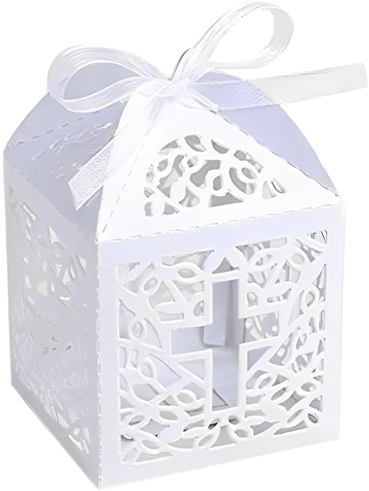 Baptism Favor Boxes, White, 50PCS, 2.2"x2.2"x2.2"