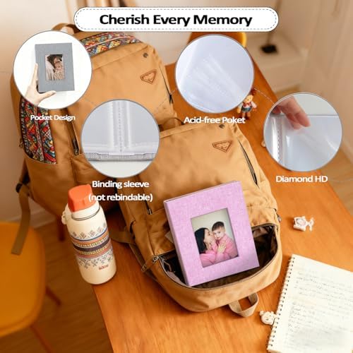 Popotop 2 Pack Photo Album 4x6 Pictures, Small Linen Slip-in Photo Albums Book for 80 Photos with 40 Pockets, Birthday Gifts for Women Mom Family Baby