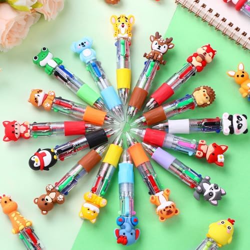 36PCS Mini Animal Pens Multicolor 4-in-1 Bulk Cute Pens for Party Favors