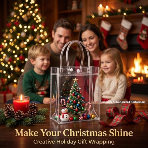 MAQIHAN Clear Gift Bags with Handles - Small Clear Party Favor Bags