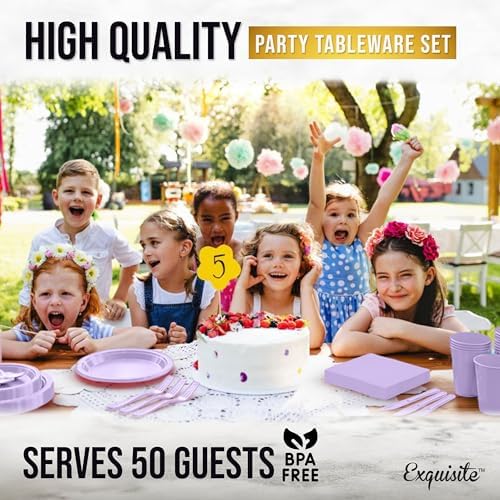 Exquisite 350 Pcs Lavender Plates and Napkins Party Supplies Plate Sets
