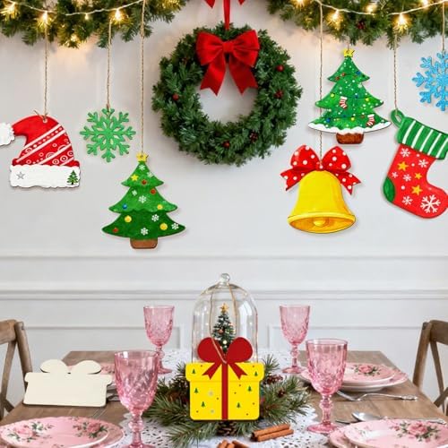 36 Pcs Unfinished Wooden Christmas Ornaments Tree Ornaments