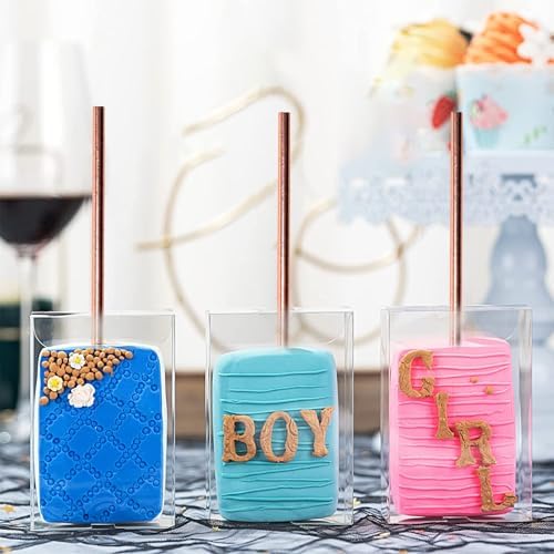 [100 Pack] Lives on Green Rose Gold Biodegradable Paper Drinking Straws, Disposable Party Straws for Birthday, Weddings, Cocktail Parties & Decorations (7.75'' x 0.24'')