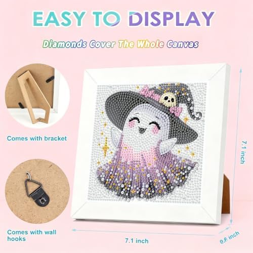 Tiwabb Ghost Diamond Art Kit for Kids with Frame,DIY Crafts for Girls Boy