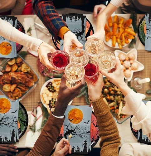 SietDESEO 50 PCS 3-ply Halloween Dinner Napkins 13 x 15.7 Inch Guest Bathroom Napkins Disposable Hand Towels for Halloween Party Supplies Paper Napkin Decorative