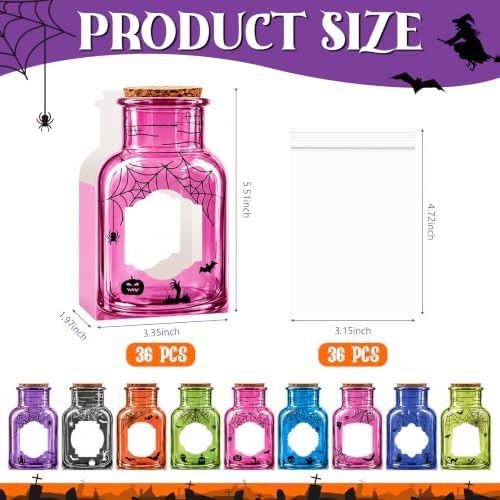 36 Pack Halloween Treat Bags Witch Paper Bottle Candy Box with Clear Bags