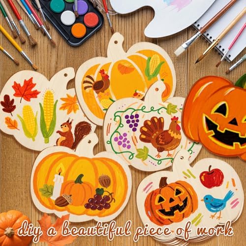 36 Pack Unfinished Wooden Pumpkins Wood Cutouts Crafts to Paint