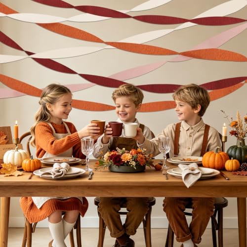 8 Rolls Fall Party Decorations, Crepe Paper Streamers for Thanksgiving