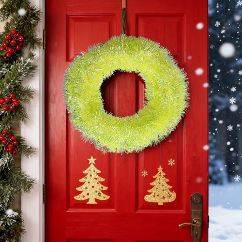 20FT Lime Green Christmas Tinsel Garland Iridescent Hanging Twisted Garland iRide for Christmas Tree Fireplace Mantle Xmas Party Home Decoration