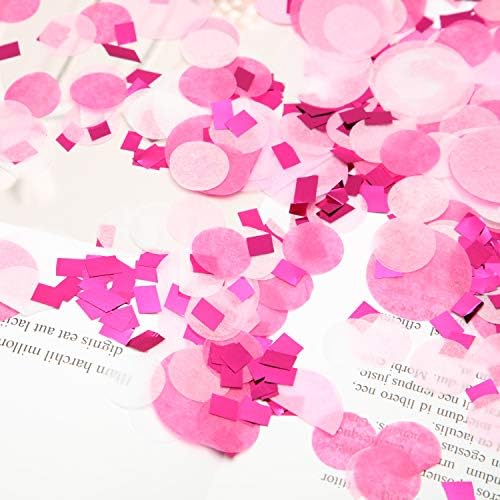TecUnite Pink Rose Red Confetti Tissue Table Confetti, 1.5 cm Plus 2.5 cm