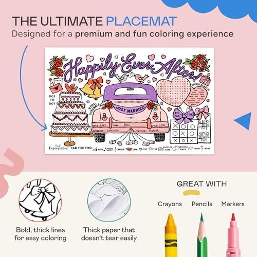 Tiny Expressions Wedding Activity Placemats, Pack of 12