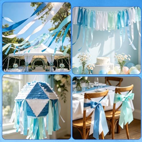 Blue Streamers 8 Rolls Crepe Paper Streamers Party Decorations for Blue Birthday Party, Wedding, Engagement, Bachelorette and Baby Shower Boy