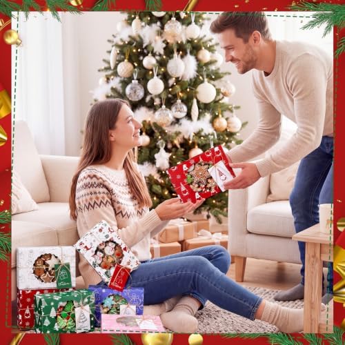Motipuns 24 Set Christmas Cookie Boxes with Window Gift Boxes,Mixed