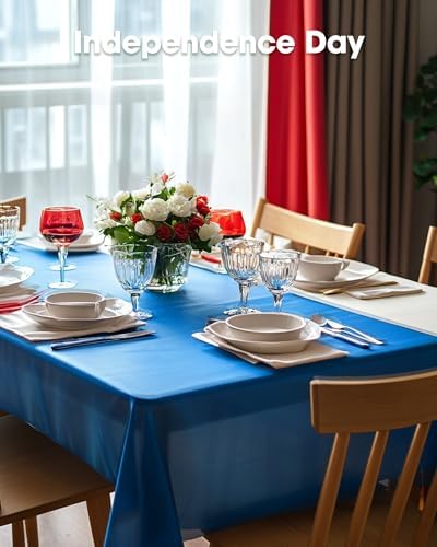 Pureegg Plastic Table Cloth Disposable 54x108 Inch 10 Pack, Blue