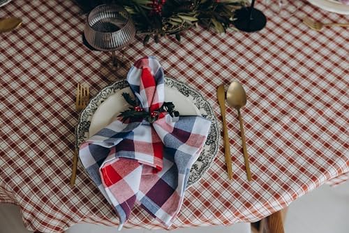 Red White and Blue Cloth Napkins - Reusable Patriotic Cloth Napkins - 100% Cotton 4th of July Napkins, 12-Pack, 20"x20", Patriotic Decor Napkins for Summer BBQs (Red, Blue & White)