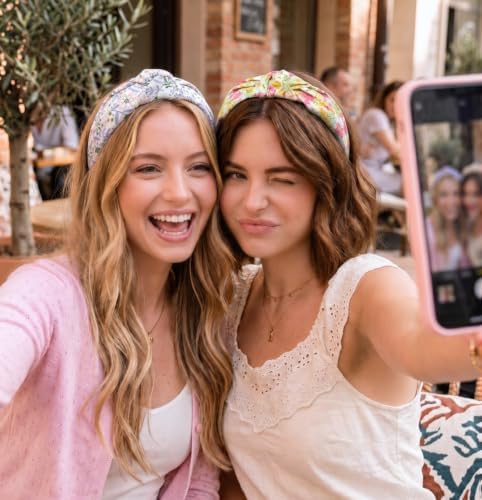Huachi Headbands for Women Trendy Styles: Boho Knotted Headbands Floral Print, Cute Top Knot Head Bands for Girls for Summer Vacation Gifts 4PCS