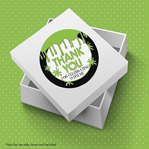 Green Slime Stickers, 40 Pack 2 Inch Slime Party Stickers, Birthday Thank You Labels for Favors, Goodie Bags and Envelopes by Amanda Creation