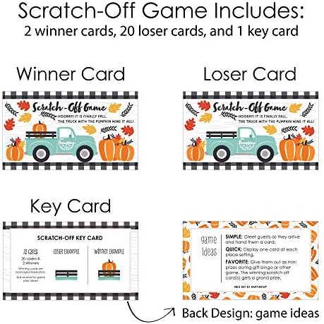 Big Dot of Happiness Fall Truck - Thanksgiving & Halloween Party Game - 22 Count Scratch Offs (Pack of 2)