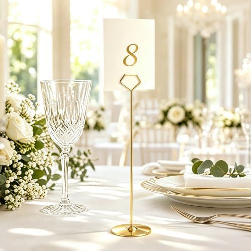 16 Pack 12 Inch Table Number Holders, Gold Diamond Place Card Holders