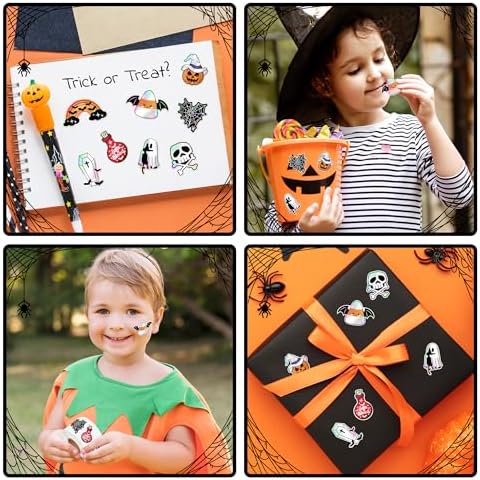 500Pcs Holographic Halloween Stickers Roll - Laser Cute Ghost Pumpkin Self-Adhesive Labels Iridescent Decals for Trick or Treat Bags Envelope Seals Scrapbook Journal, 8 Designs