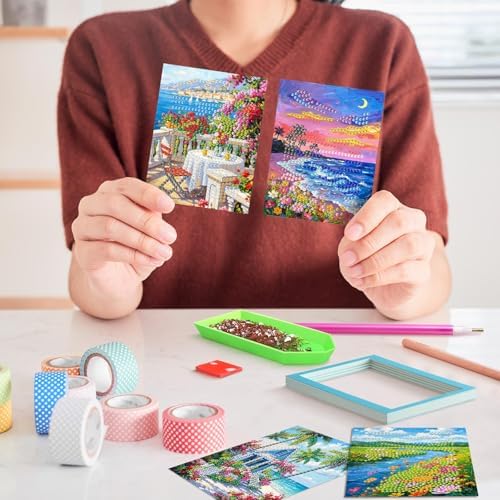 Saillong 24 Pcs Landscape Mini Diamond Painting Kits with Frames Set