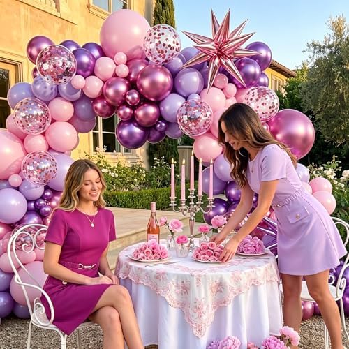 Pink and Purple Balloons Arch Kit for Birthday Decorations