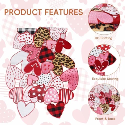 Valentines Day Table Runner 48 Inches Long Embroidered Heart Decor