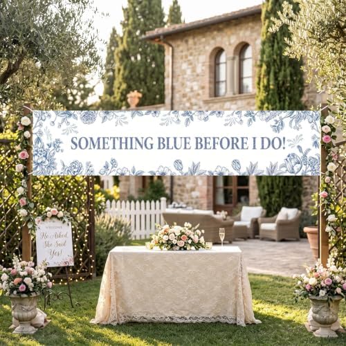 Something Blue Before I Do Banner Bridal Shower Bachelorette Decorations