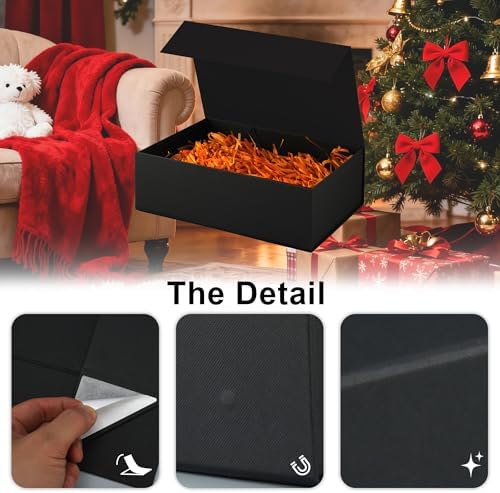 Tlpmsk Black Gift Boxes With Lids,9.7x7.2x3.3 Inch,Magnetic Box for Present