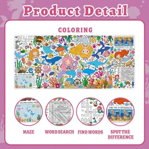 Mermaid Coloring Poster & Table Cover - 71" x 31.5"