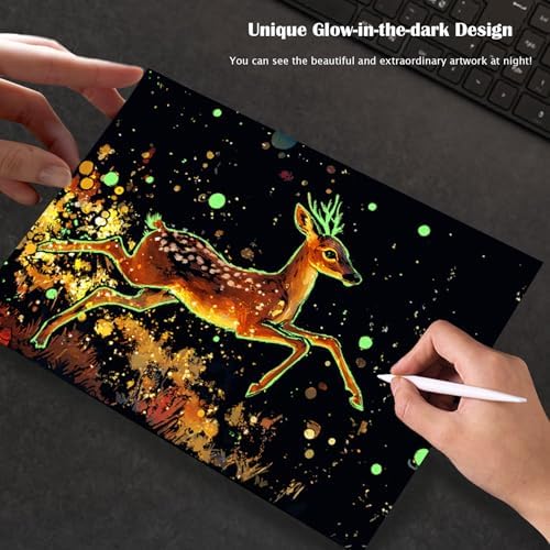 Scratchboard Art for Adults Luminous Scratch Painting Kits-A5/8 PCS-Animals