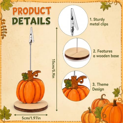 RattanView 24 Pcs Fall Pumpkin Picture Card Holders for Centerpieces
