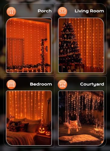 Brightown 300 LED Fairy Curtain Lights, 9.8ft x 9.8ft Curtain String Lights