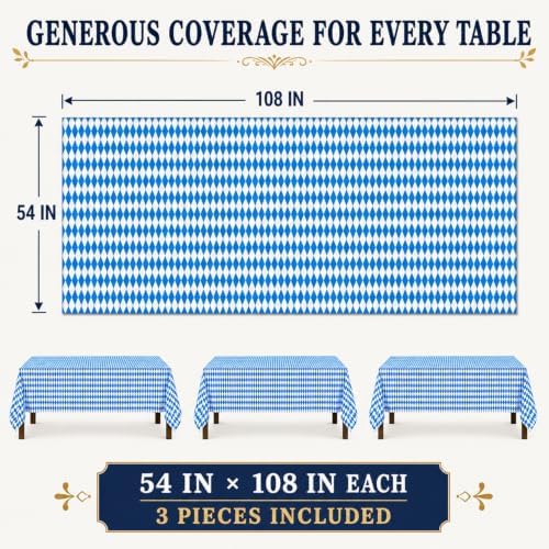3 Pack Oktoberfest Tablecloths 54x108Inch Oktoberfest Decorations