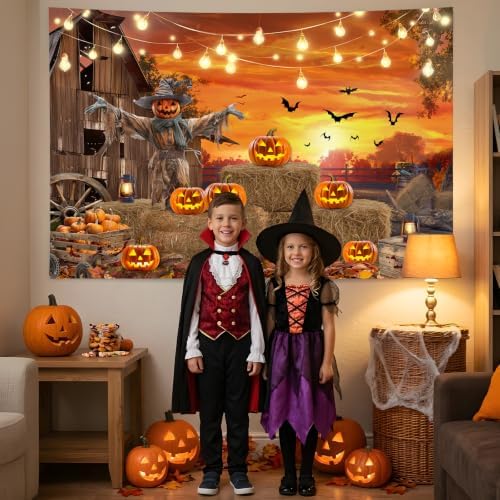 Halloween Backdrop Pumpkin Fall Photography Backdrop Party Decoration 8x6Ft