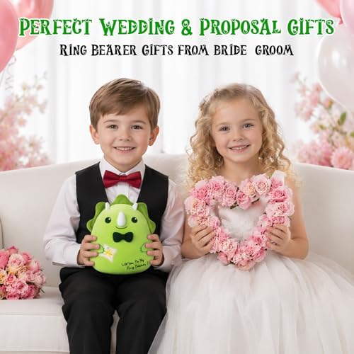Ring Bearer Triceratops Stuffed Animal - Will You Be My Ring Bearer