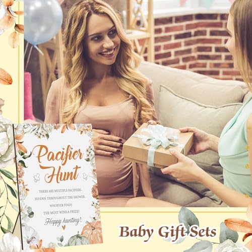 Thyle 51 Pcs Fall Pumpkin Pacifier Hunt Baby Shower Game
