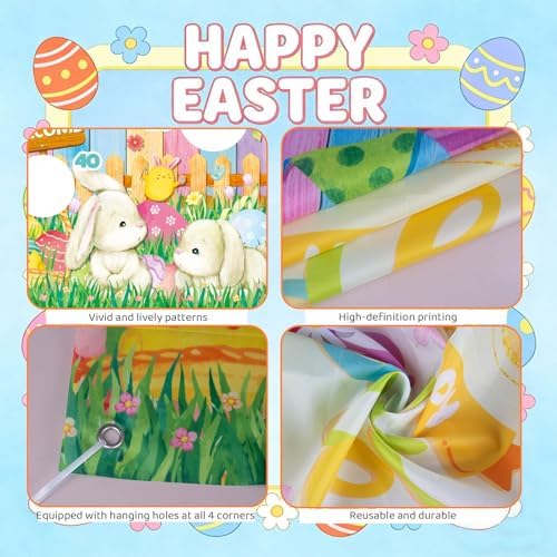 Easter Party Games Set Bean Bag Toss Game for Adults Banner with 4 Bean Bags for Tossing Bunny Egg Easter Party Decoration Indoor Outdoor Festive Decor