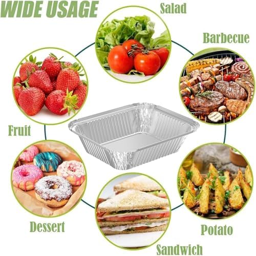 WANBAO 8.3"x6.2" 2.25LB Disposable Tin Foil Pans with Lids, 150 PACK