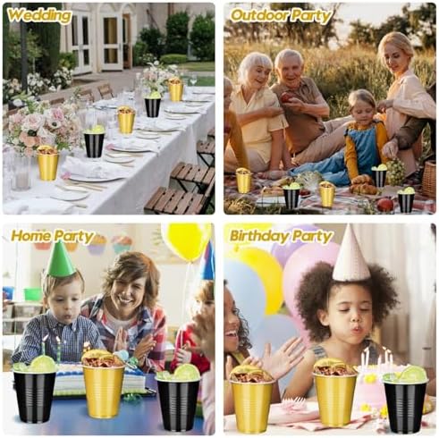 Vumdua Gold and Black Plastic Cups Disposable Cups, 12 oz Plastic Party Cups for Graduation, Christmas, Wedding, Birthday Party Supplies, Pack of 40
