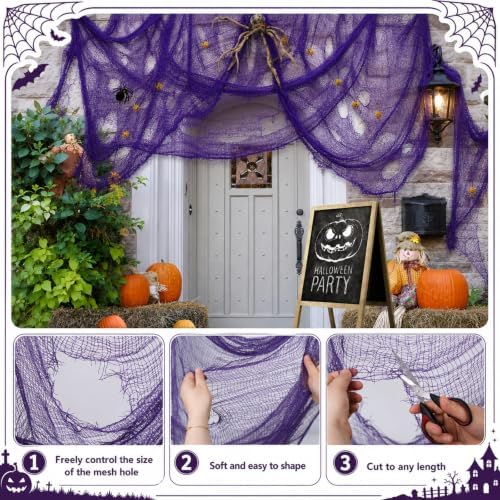 Halloween Creepy Cloth Purple 79“ X 315”, Spooky Scary Gauze for Home Decor