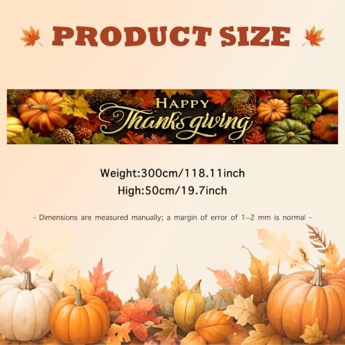 Nuxovilar Thanksgiving Banner 118.1x19.6 Inches Polyester