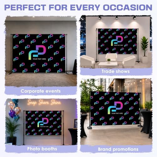 Custom Backdrop 7x5 Ft, Personalized Step and Repeat Backdrop with Picture Logo Text, Customized Background for Photography, Gift for Birthday, Wedding, Baby Shower, Christmas Decorations, Made in USA