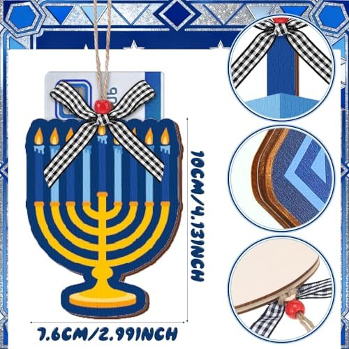 Dispowreath 6 Pcs Hanukkah Wooden Gift Card Holders Menorah Dreidel