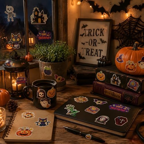 Halloween Decorations - 100 PCS Halloween Stickers | Halloween Party Favors - Halloween Games Toys Gifts Party Supplies - Crafts Accessories Treats Bulk for Classroom Decor