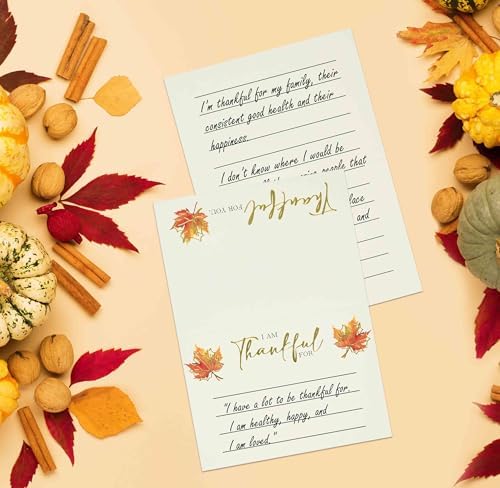 50 Count Thankful Cards 2.5 x 3.5 Inch Gratitude Place Cards with Gold Foil