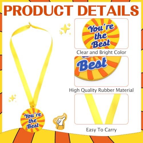 AmazingSpark 60 Pcs You're the Best Award Medals, 2 Inch Rubber Medals Bulk Winner Encourage Team Participation for Kids Adults Trophy Award Prize Gift Competitions Graduation Party